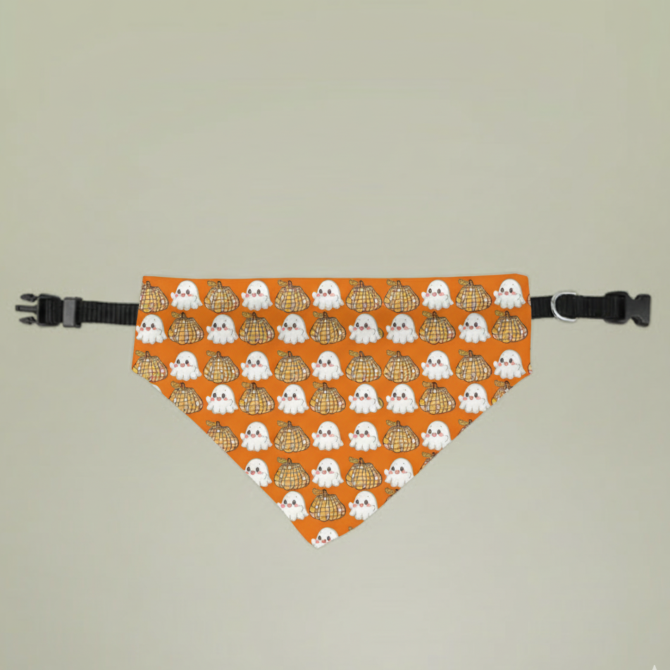 Spooky Groove Clip-on Pet Bandana Orange