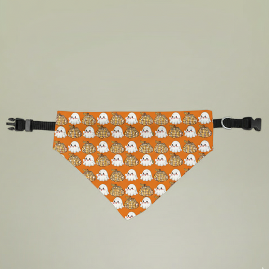 Spooky Groove Clip-on Pet Bandana Orange