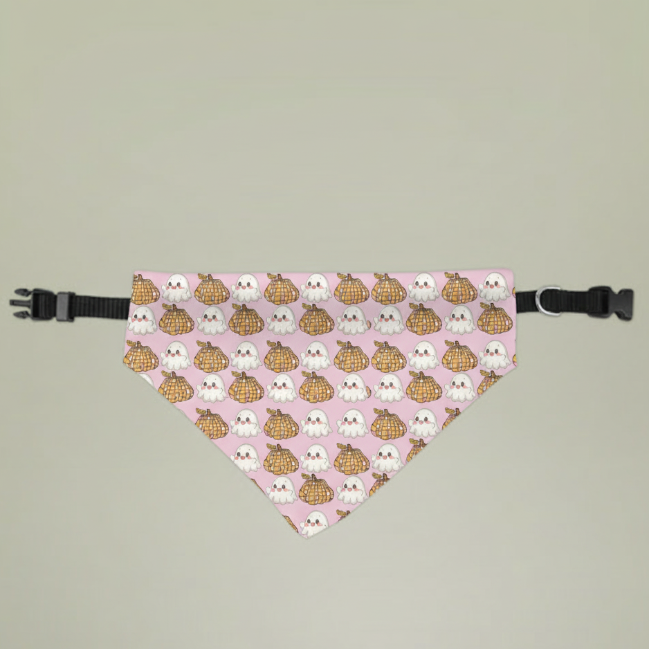 Spooky Groove Clip-on Pet Bandana Pink